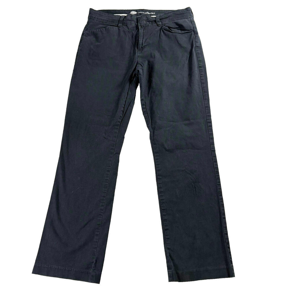 Dickies Womens Work Pants Black Straight Leg Stretch Utility Casual 12R 30x30